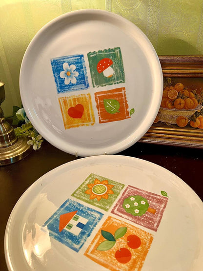 Vintage Graphic Ceramic Serving Platter – 12 Inch Oven Safe