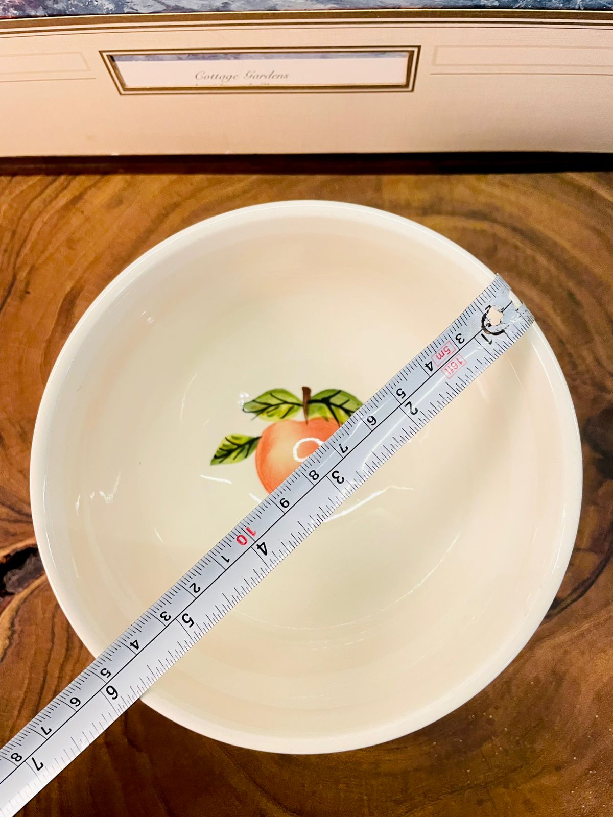 White Porcelain Bowl Orange Stripe Polka Dot Microwave Safe