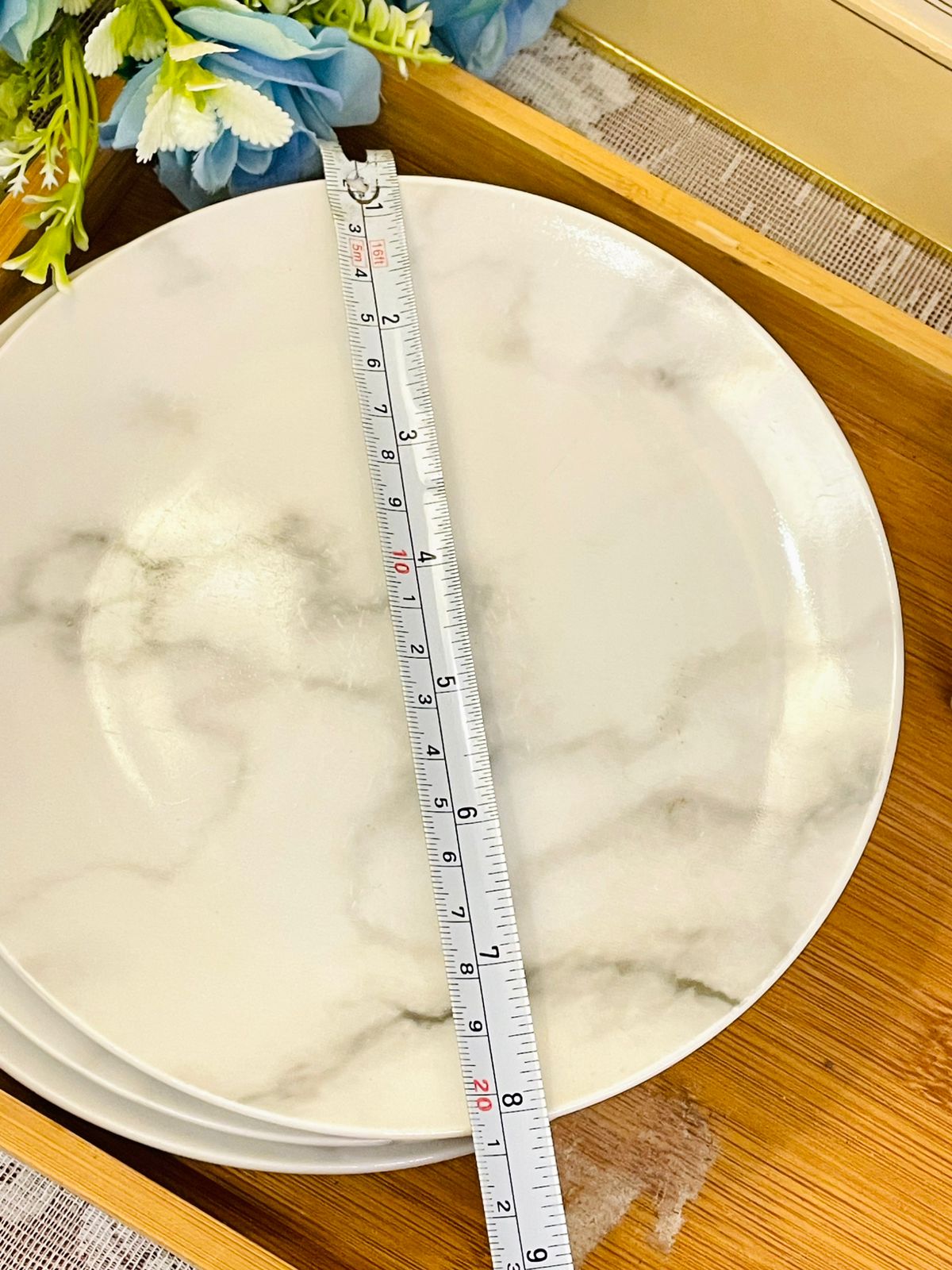 Elegant Marble Pattern Ceramic Plates Set of 4 – 8in