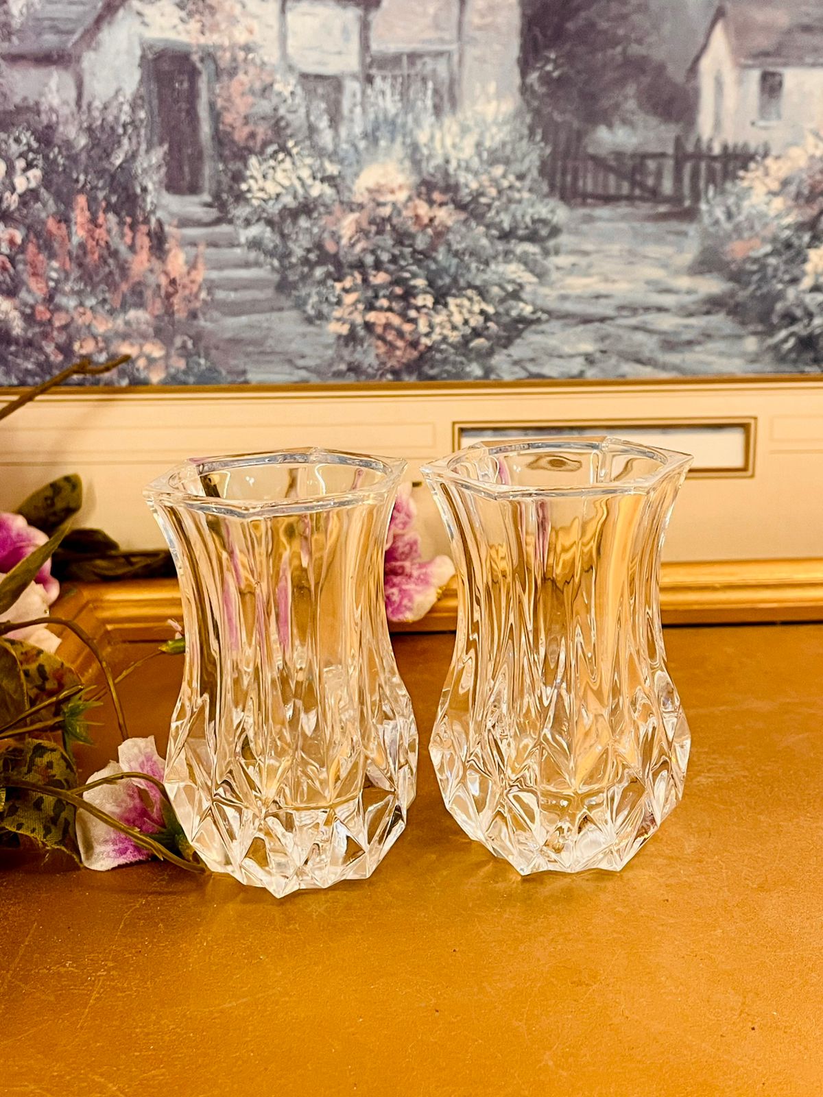 Vintage Cut Glass Mini Vases – Crystal Style Pair