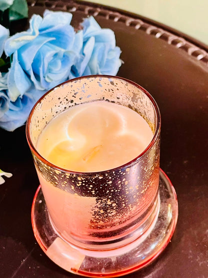 Mercury Glass Scented Candle in Pink Glass Holder (5 Inch)