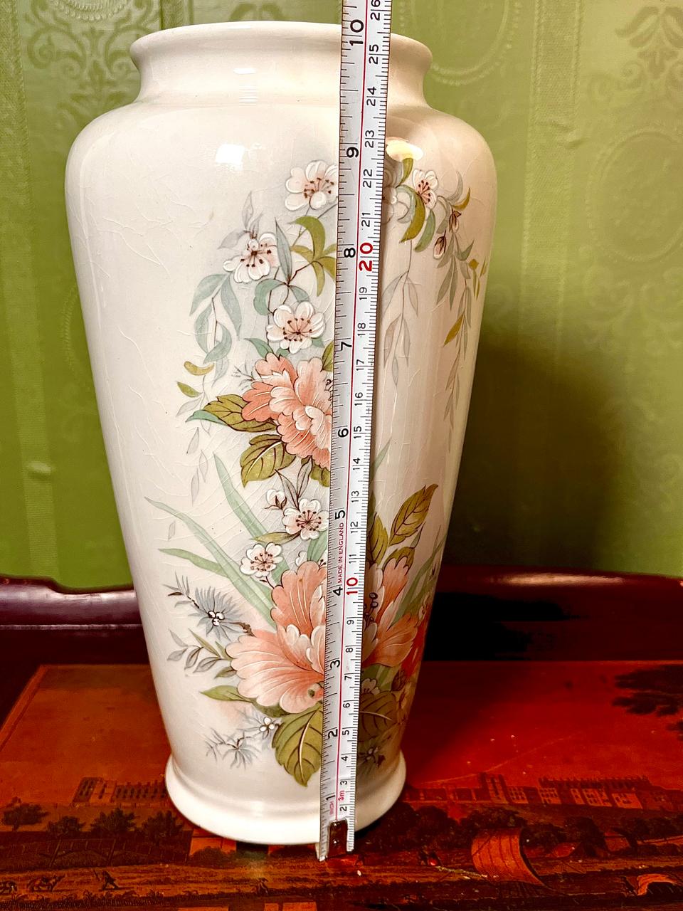 (Rare Find) Maling Ware Floral Ceramic Floor Vase | Made in England | 10 Inch