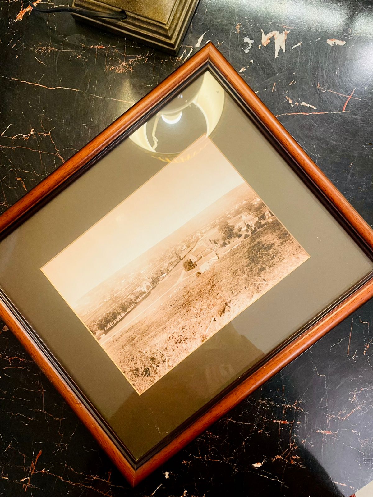 Vintage Sepia Landscape Framed Art Frame Water color Painting