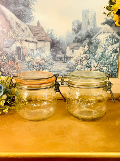 Set of 2 Airtight Glass Jars Clip Lock Storage