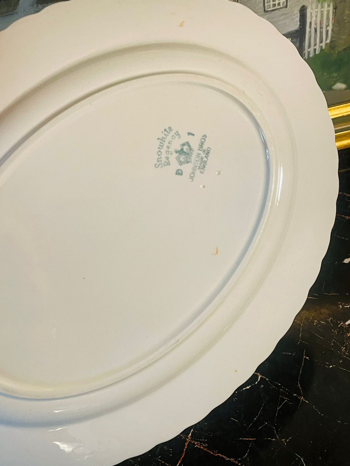 Vintage Johnson Bros “Snowhite Regency” Floral Oval Serving Platter – England
