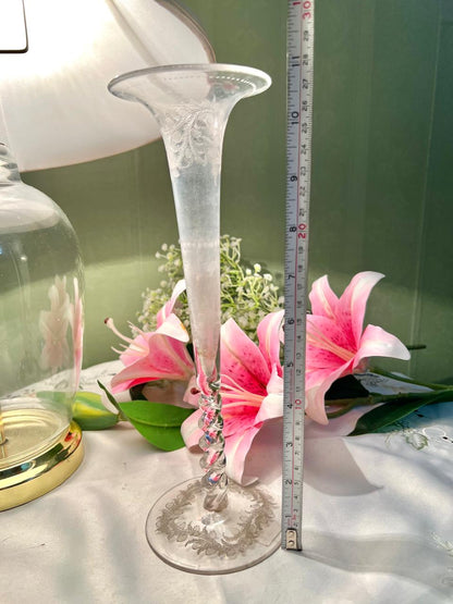 Etched Crystal Trumpet Vase 27 cm
