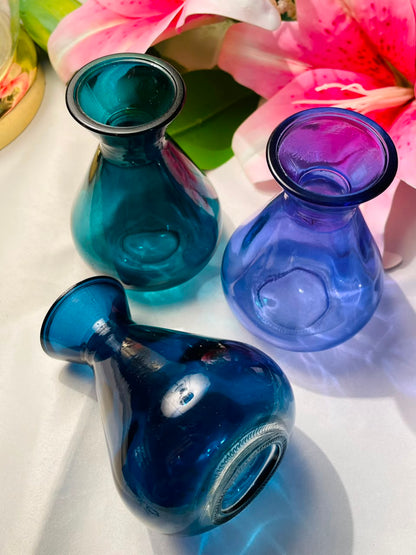 Coloured Crystal Bud Vases 3-Piece Set Approx. 11 cm