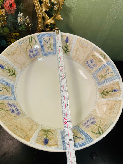 Vintage Hydrangea Floral Serving Bowl 9 Inch