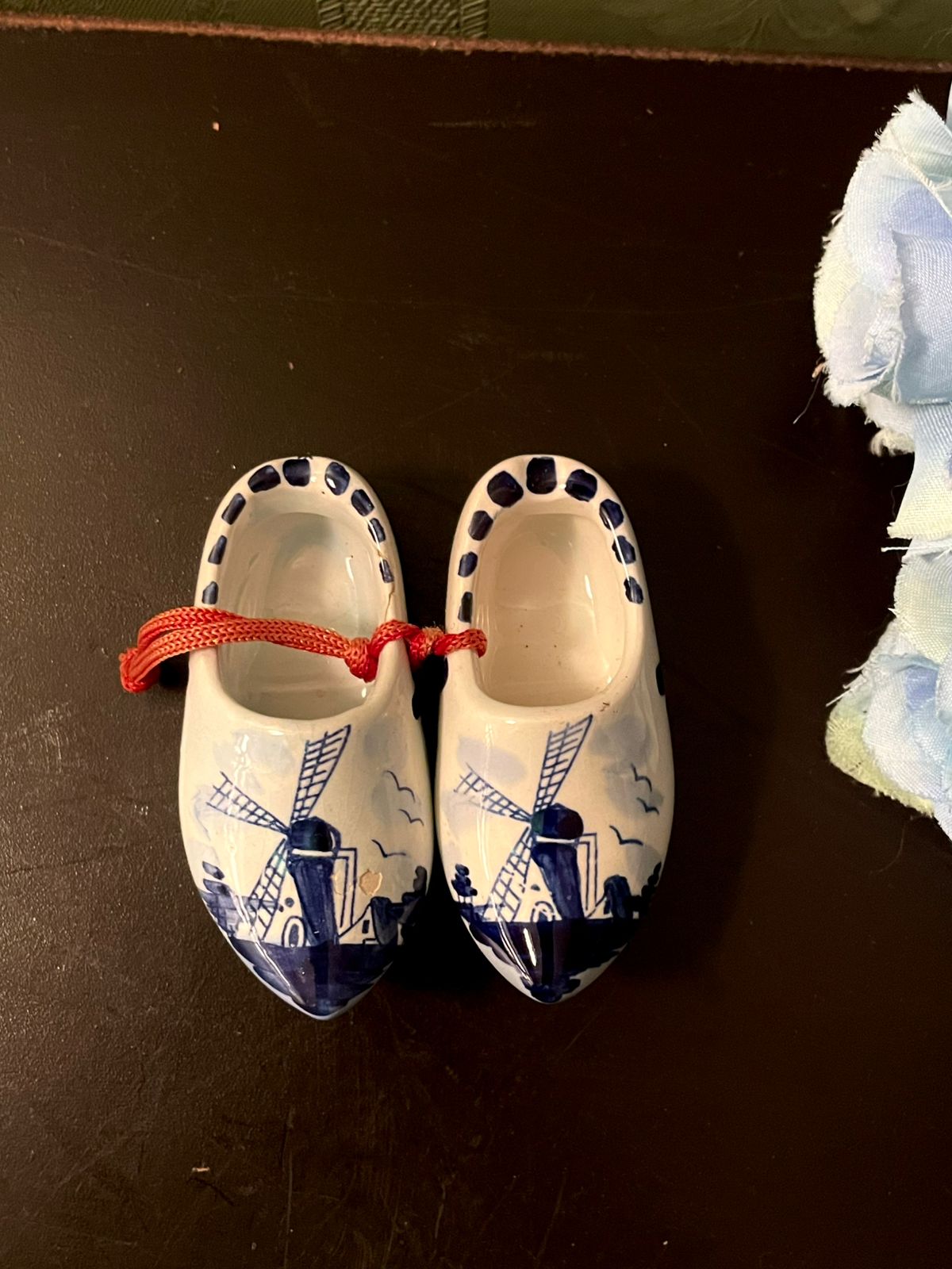 Mini Delft Blue Ceramic Clogs Pair 3 Inch