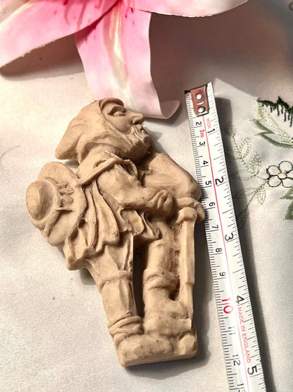 Vintage Rustic Traveller / Hiker Relief Figurine Plaque Approx. 12 cm