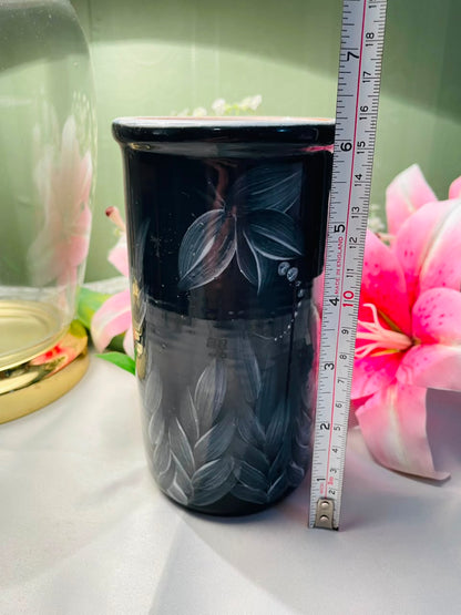 Black Botanical Decorative Vase Approx. 16 cm