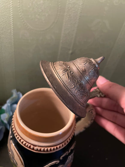 Vintage German-Style Mug with Pewter Lid