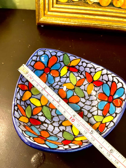 6 Inch Hand-Painted Floral Ceramic Bowl – Colorful Artisan Dish