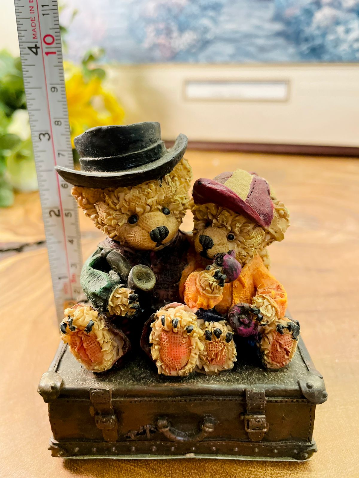 Journey Bears Vintage Teddy Bear Figurine on Trunk