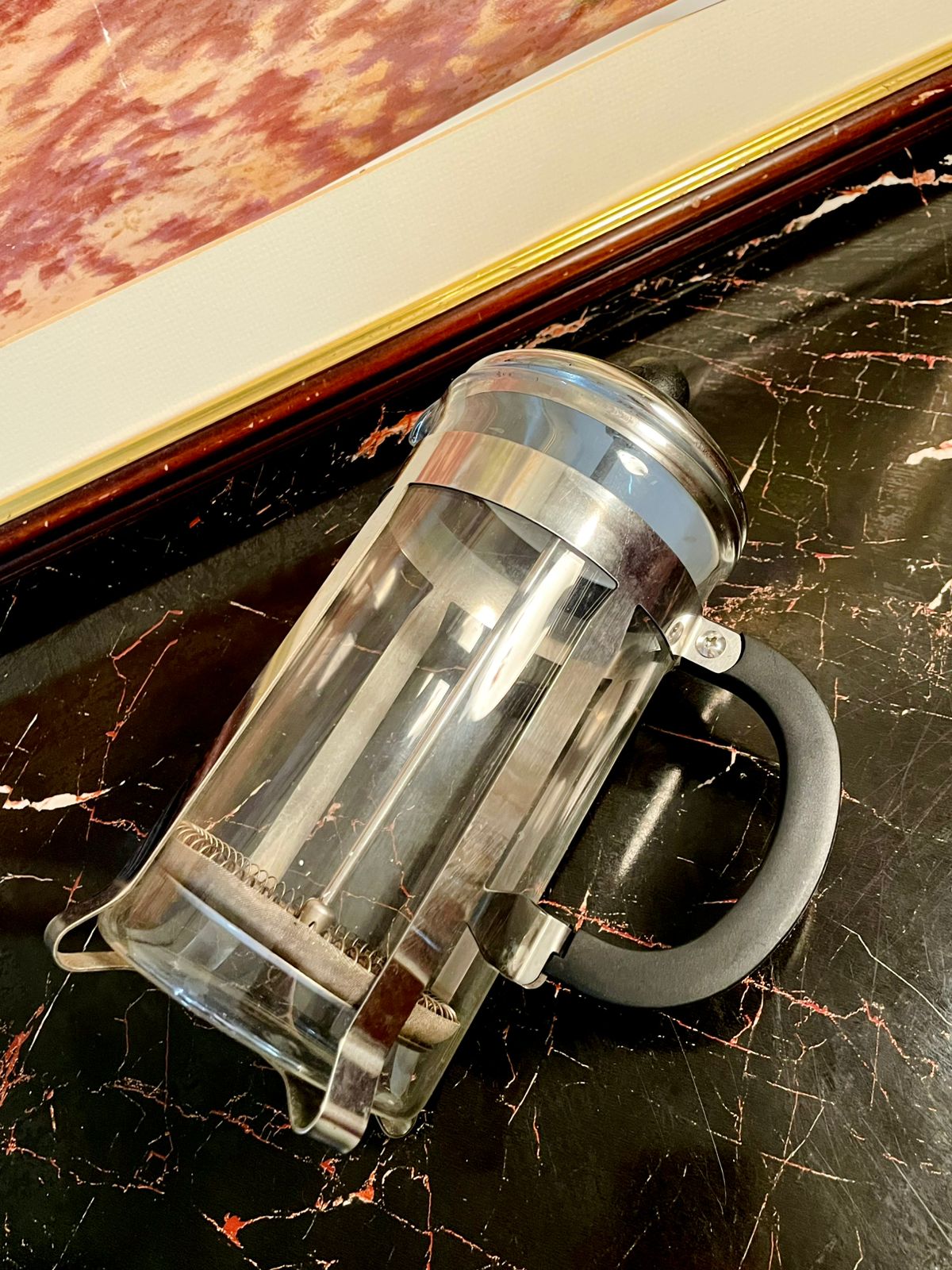 French Press Coffee Maker – Glass & Stainless Steel Plunger (Airtight Filter, 1 Liter Capacity)