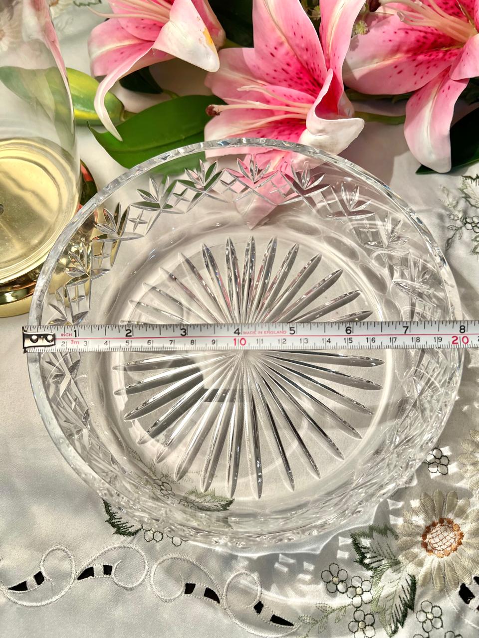 Vintage Clear Crystal Cut Large Serving Bowl 8 in