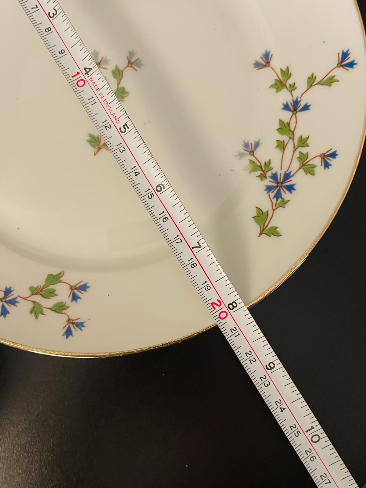 Limoges Floral Porcelain Plate Set of 8 with Gold Trim