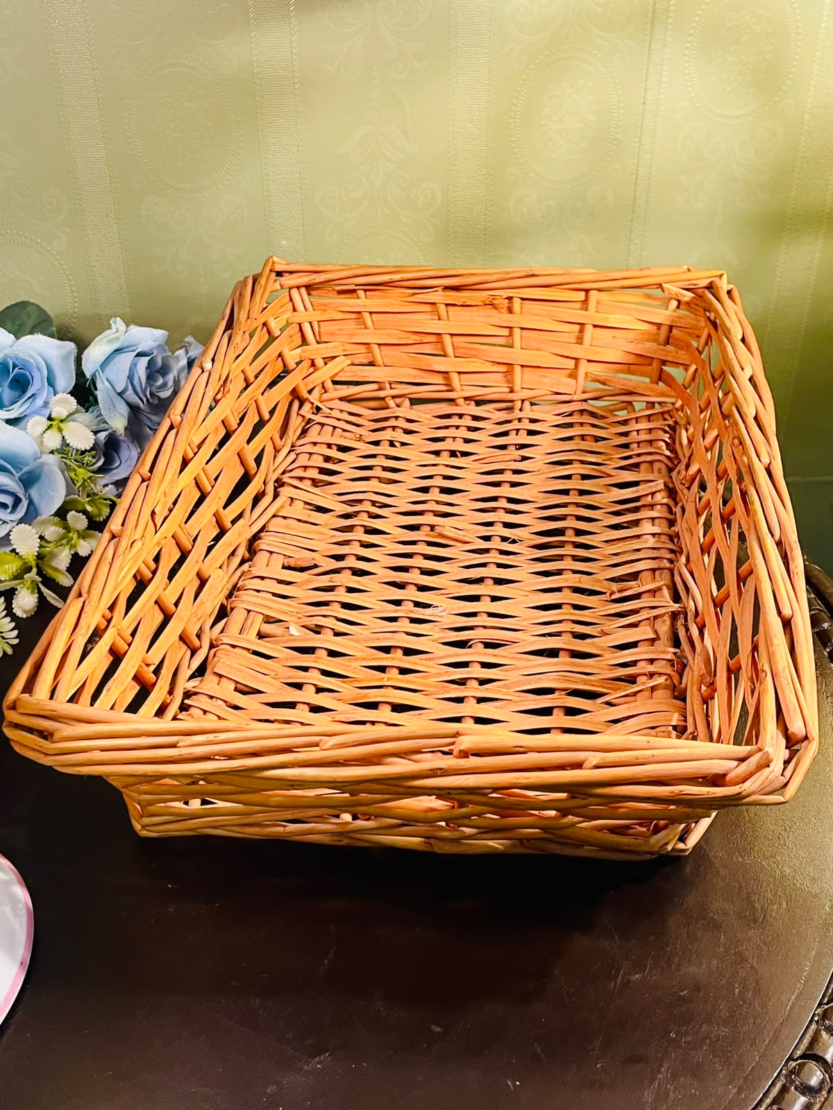Large Rectangular Wicker Storage Basket – Natural Woven Basket