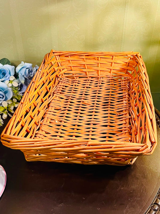 Large Rectangular Wicker Storage Basket – Natural Woven Basket