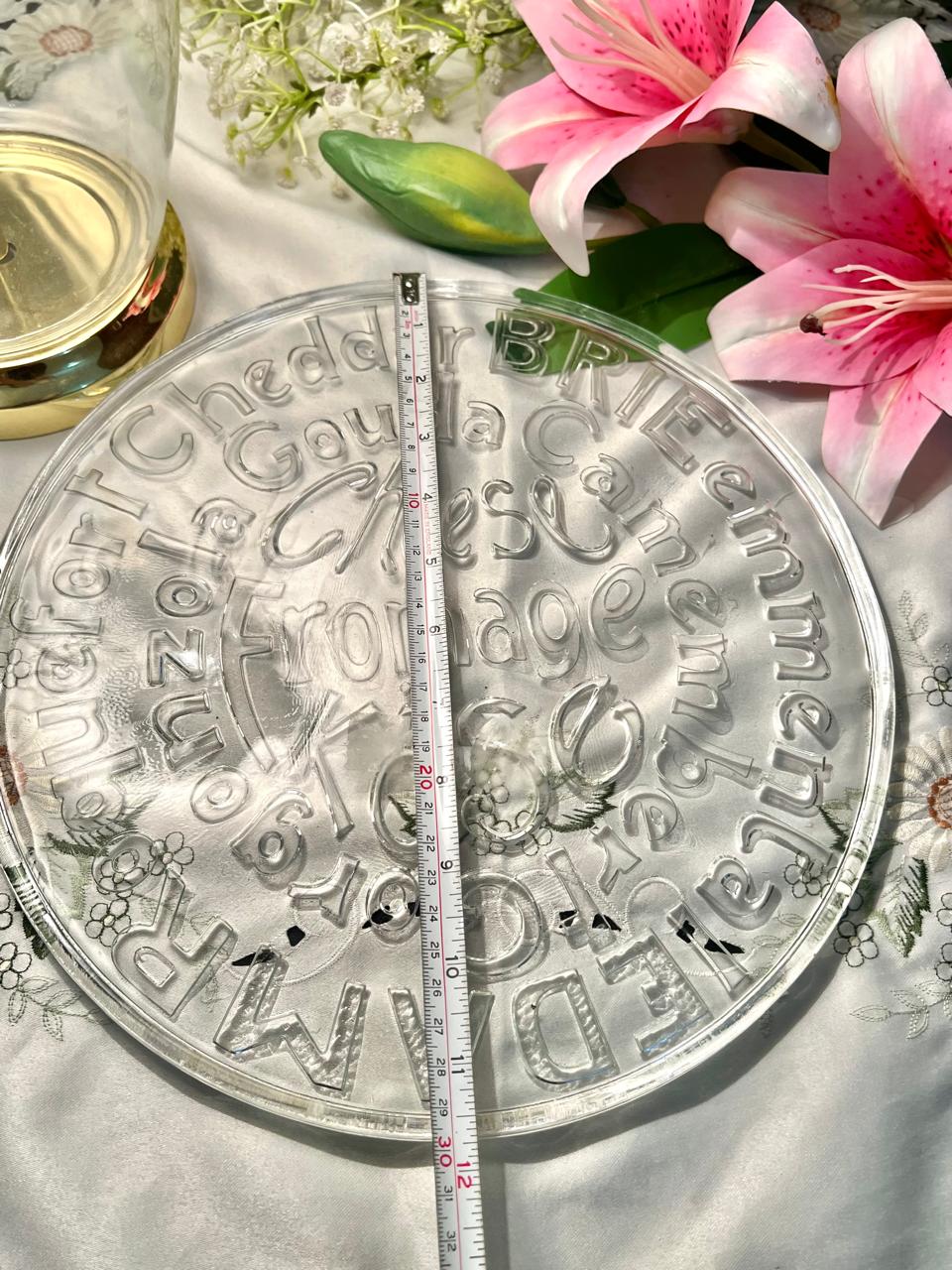 Clear Typography Large Serving Platter – Approx. 12 Inch