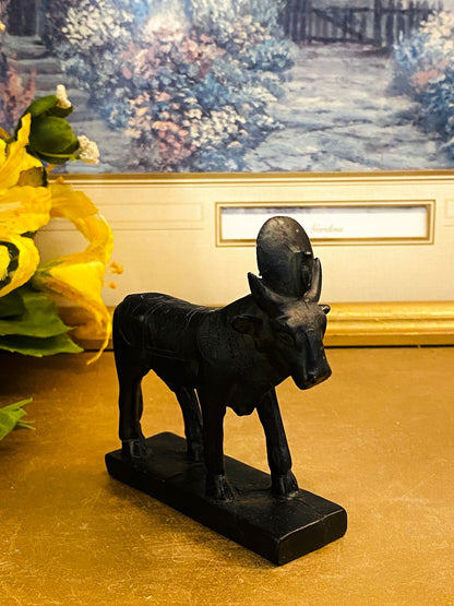Hand Carved Black Wooden Donkey Figurine – Rustic Folk Art Décor