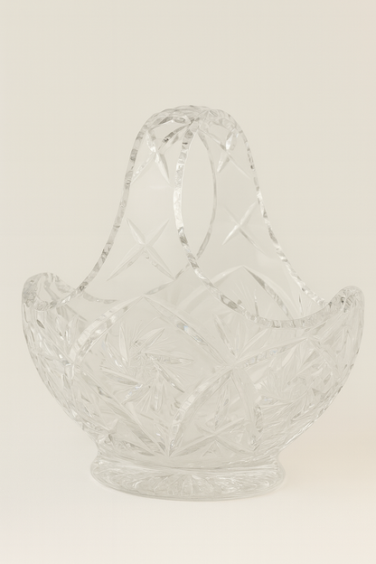 Hand Cut Lead Crystal Basket – Medium - Vintage England