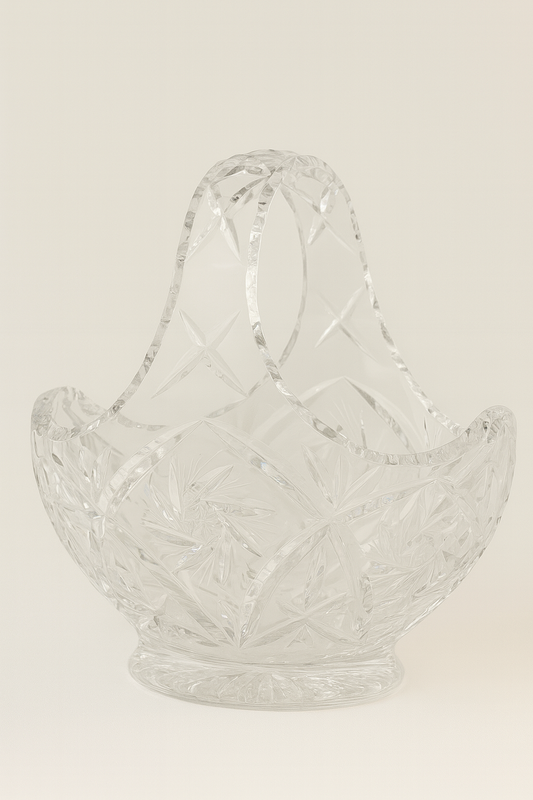Hand Cut Lead Crystal Basket – Medium - Vintage England