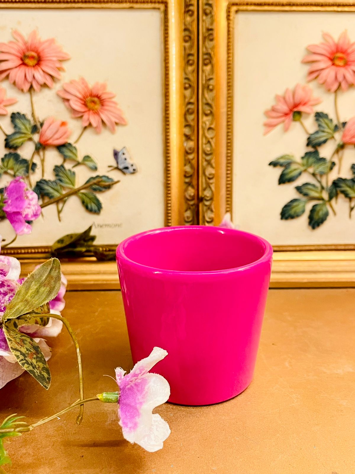 Minimal Hot Pink Ceramic Planter Pot