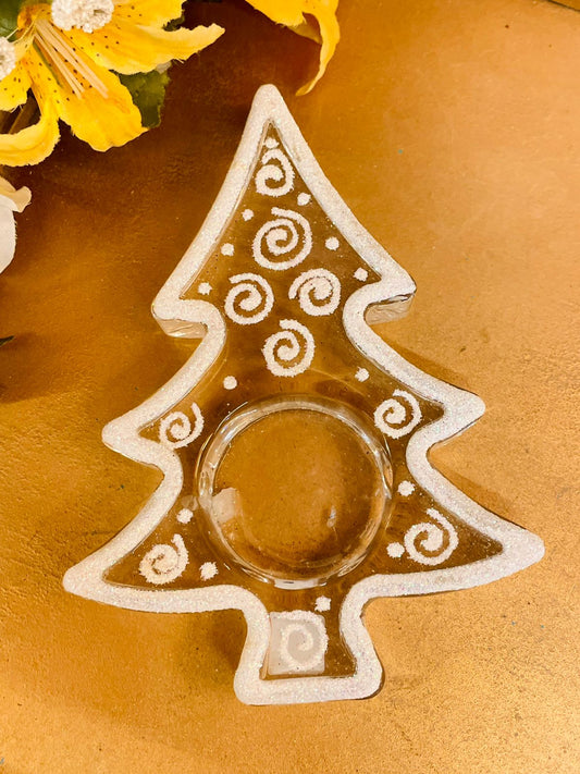 Glass Christmas Tree Candle Holder – Vintage Holiday Decor