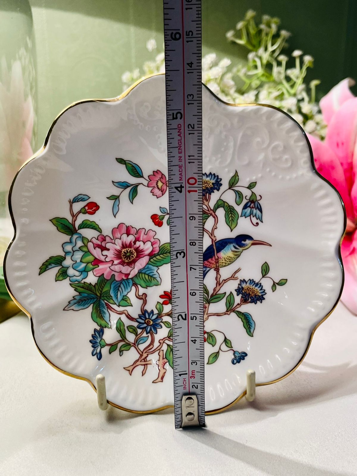 Aynsley Pembroke Fine Bone China Floral Bird Plate 13cm