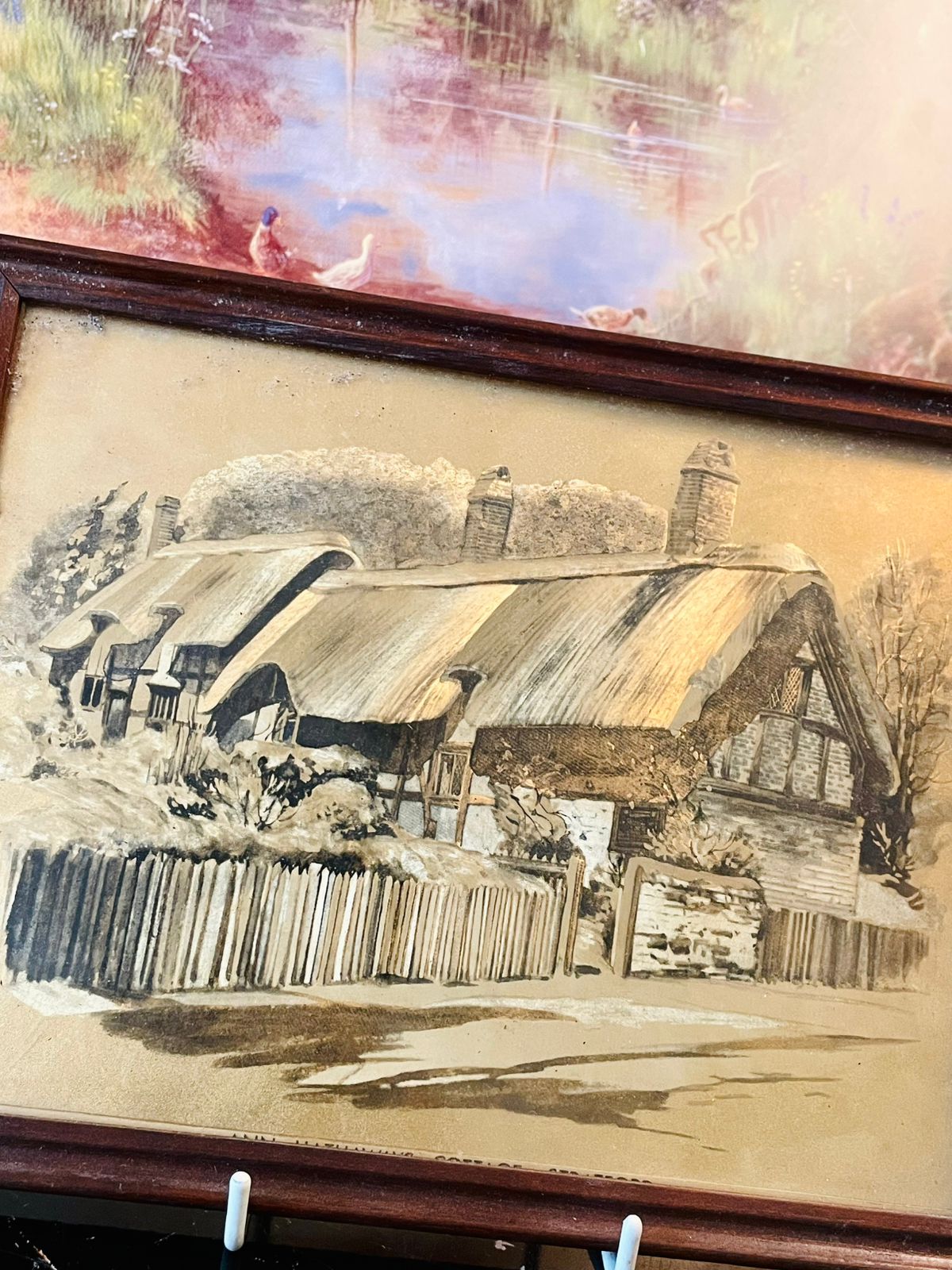 Vintage Framed Artwork – Ann Hathaway’s Cottage Stratford (England Countryside Scene)