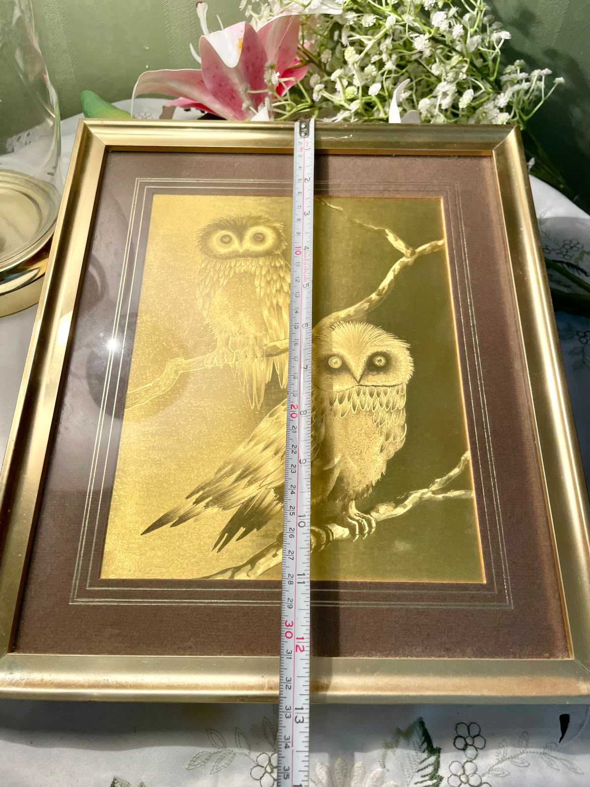 Vintage Owl Trio Frame Approx. 13 Inch