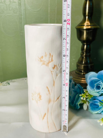 Gisela Graham White Floral Ceramic Vase 20 cm