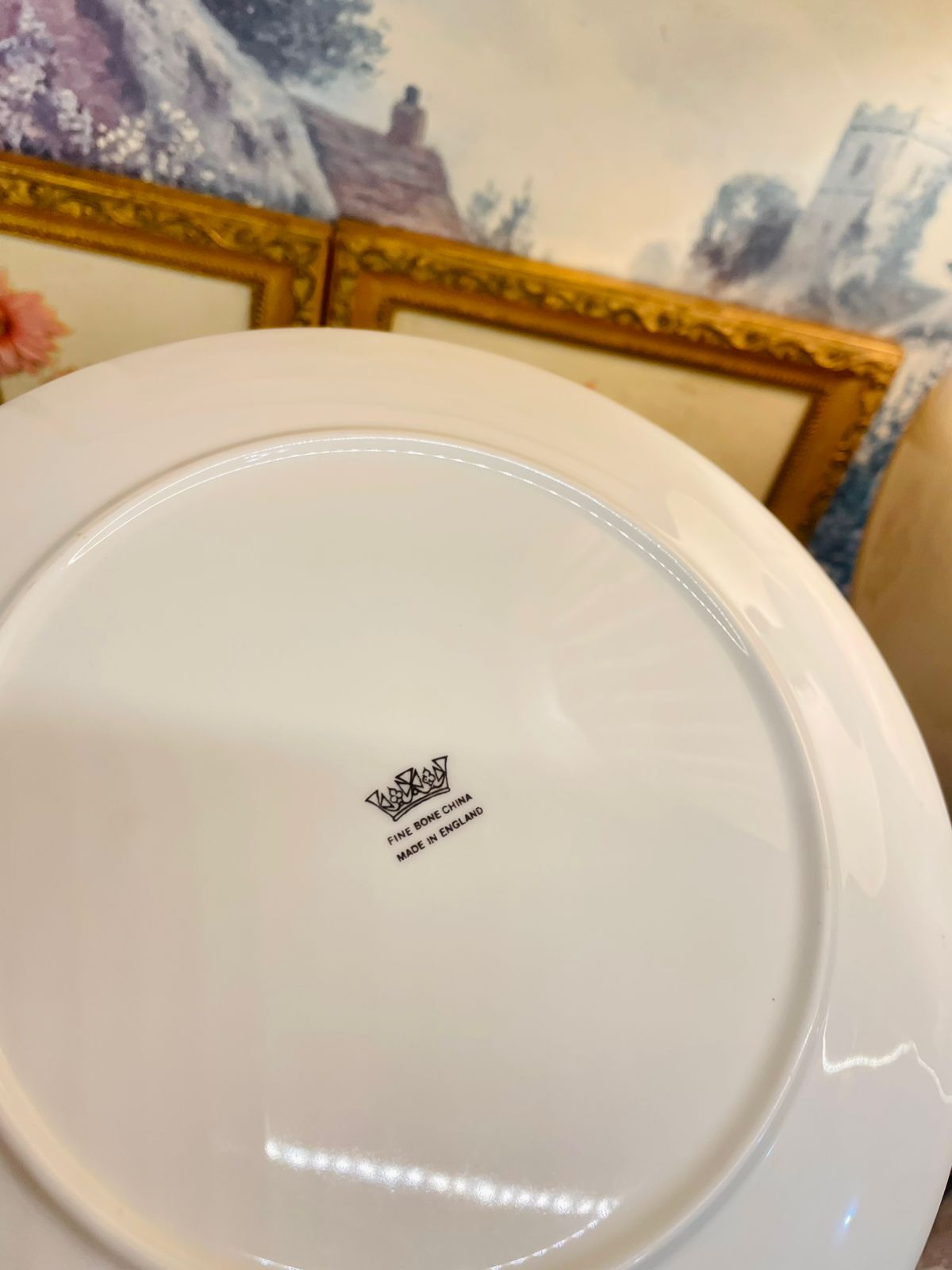 Vintage English Bone China Floral Plate with Gold Edge 8.5 in