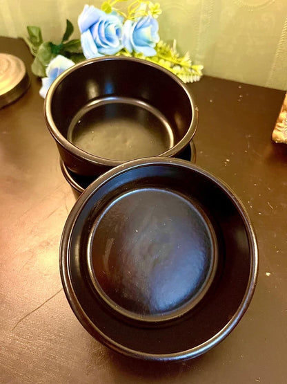 Set of 6 Black Ceramic Ramekin Bowls 4 Inch