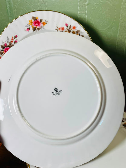 Richmond Bone China Pink Rose Dinner Plates 10" – Set of 4