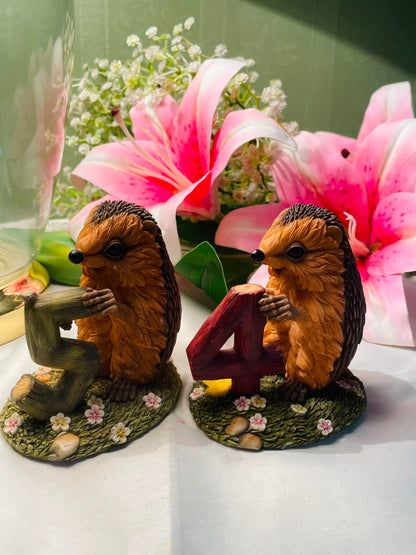 Pair of Hedgehog Number Figurines “4” & “5” Approx. 9 cm