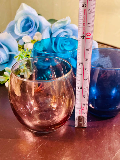 Vintage Coloured Crystal Tealight Candle Holders – Set of 3 (8cm)
