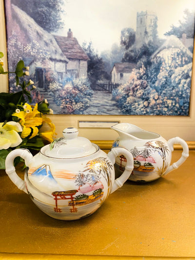 Vintage Japanese Sugar Bowl & Creamer Set