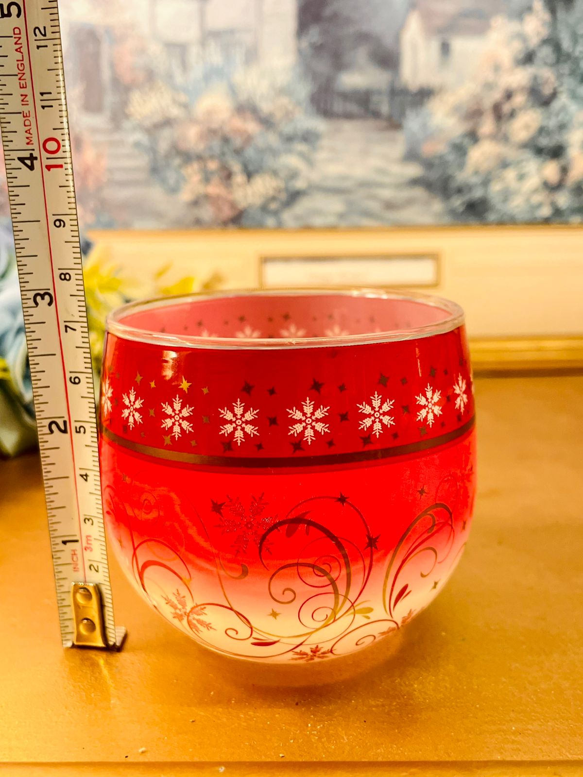 Glade Red Frosted Glass Candle Holder