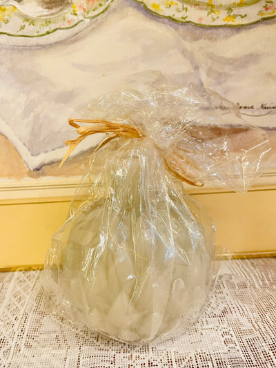 Vintage White Pumpkin Candle – Cottage Core Home Accent