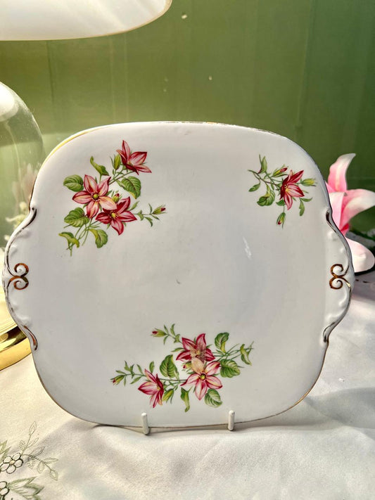 Windsor Pink Floral Bone China Cake Plater – 9 Inch