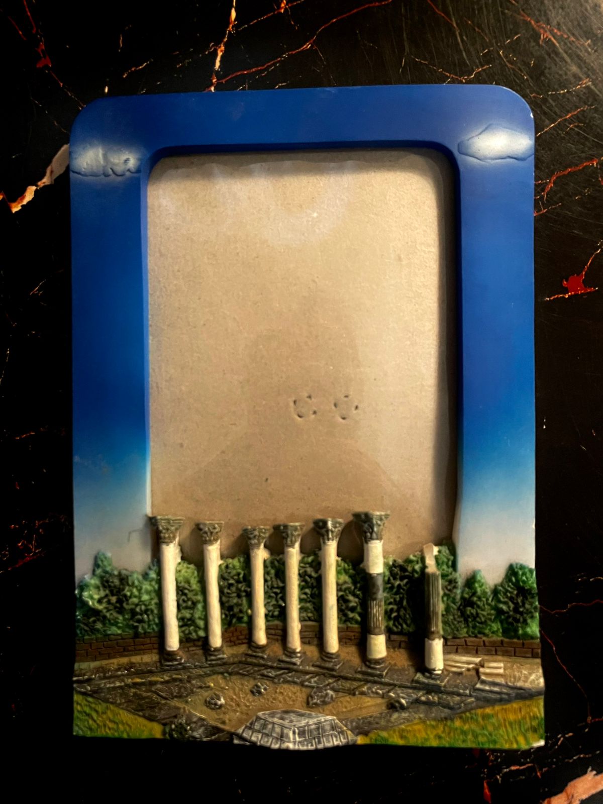 Greek Ruins Photo Frame Blue Decorative Travel Souvenir