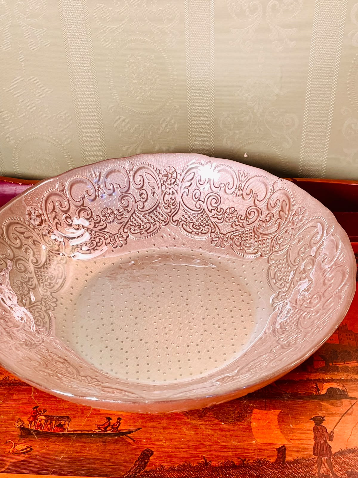 Ornate Clear Crystal Decorative Center Bowl 11"