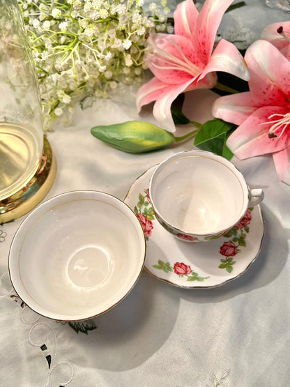 Royal Vale Pink Rose Bone China Trio with Sugar Bowl – 3 Pieces