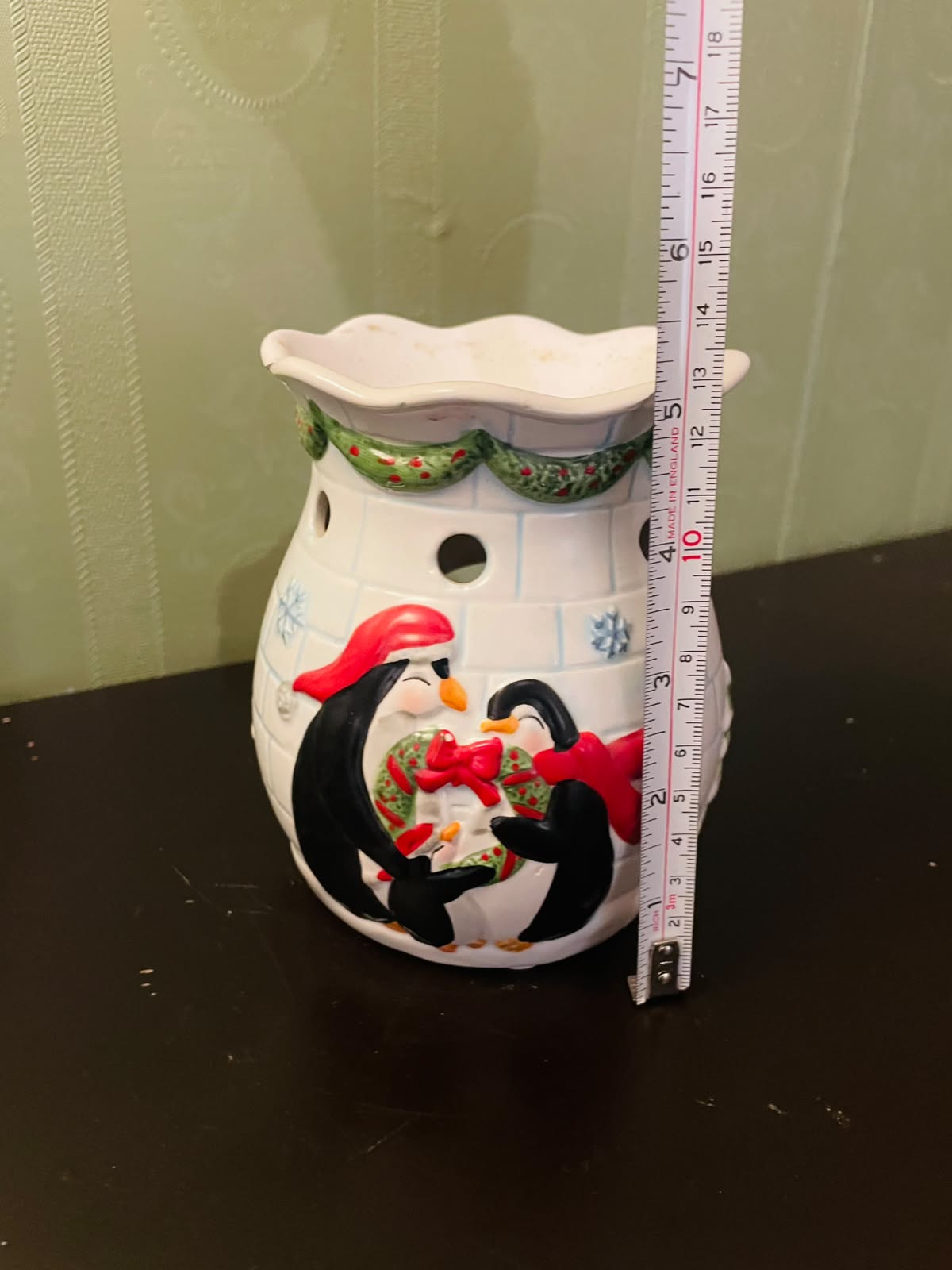 Christmas Penguin Ceramic Wax Melt Burner 5" Holiday Decor