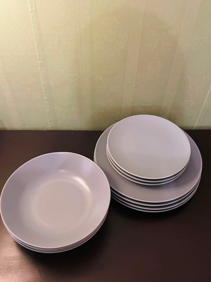 IKEA Stoneware Dinnerware Set 11 Pieces Grey Plates & Bowls