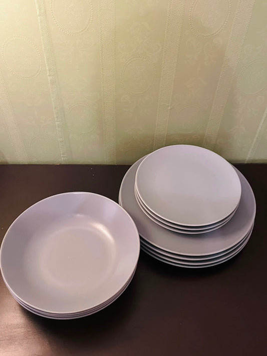 IKEA Stoneware Dinnerware Set 11 Pieces Grey Plates & Bowls