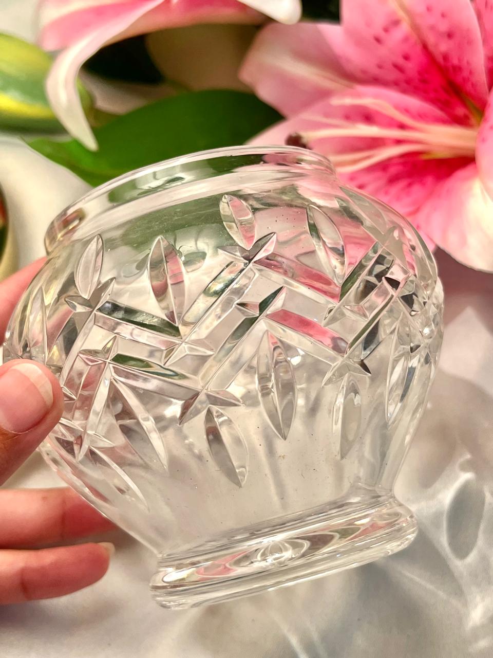 Clear Cut Crystal Round Vase – Approx. 4 Inch