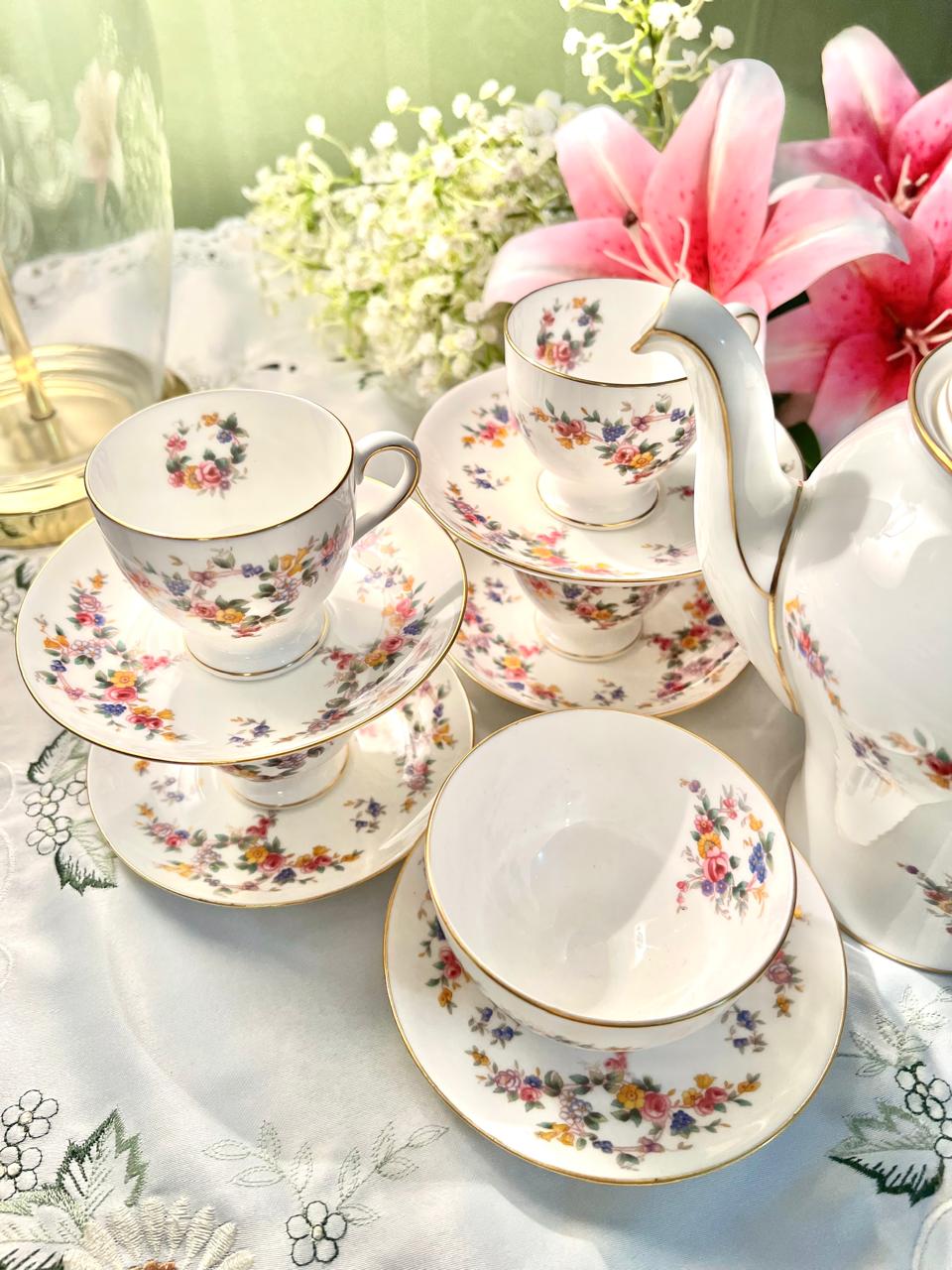Fenton Spring Flowers English Coffee Set – 10 Pieces